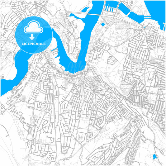 Chatham, South East England, England, city map with high quality roads.