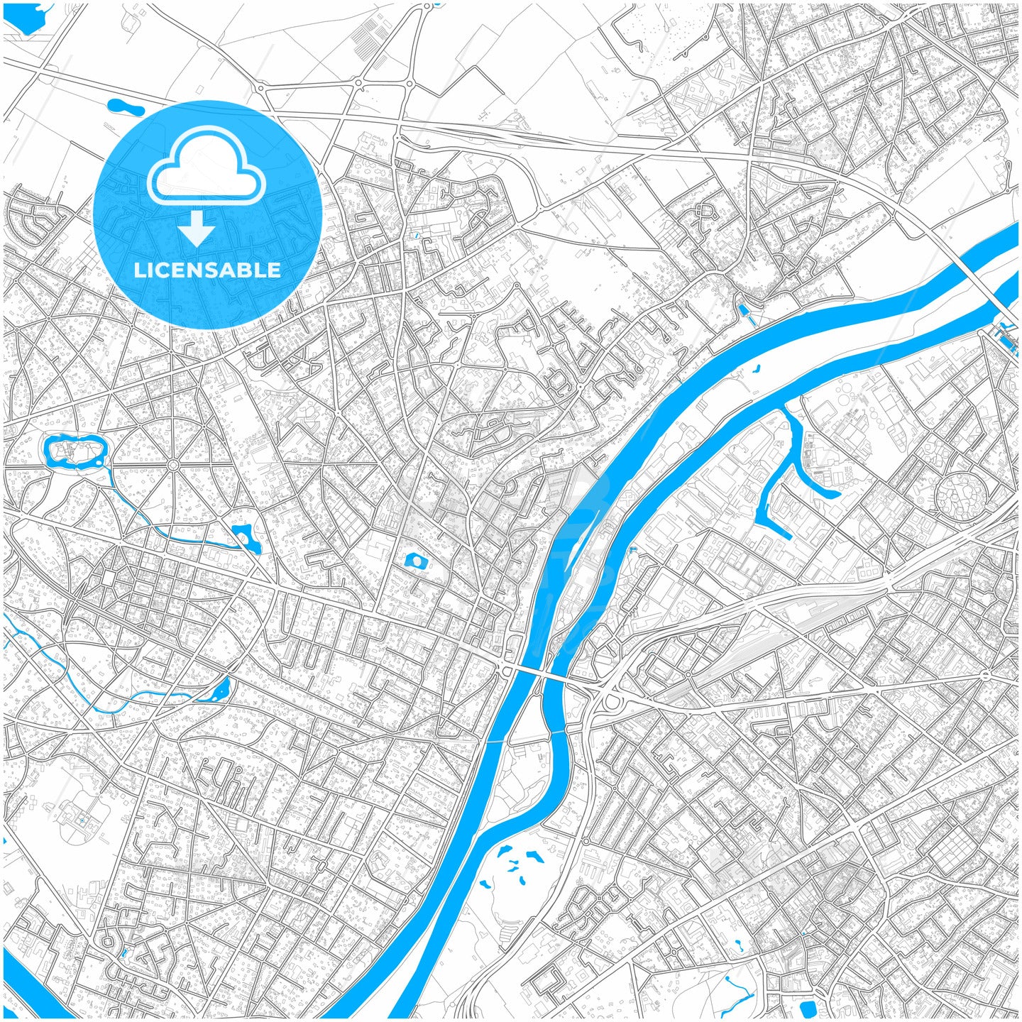 Chatou, Yvelines, France, city map with high quality roads.