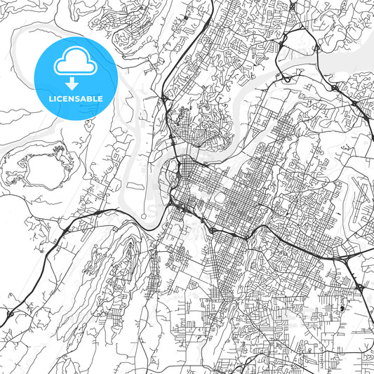 Chattanooga, Tennessee - Area Map - Light