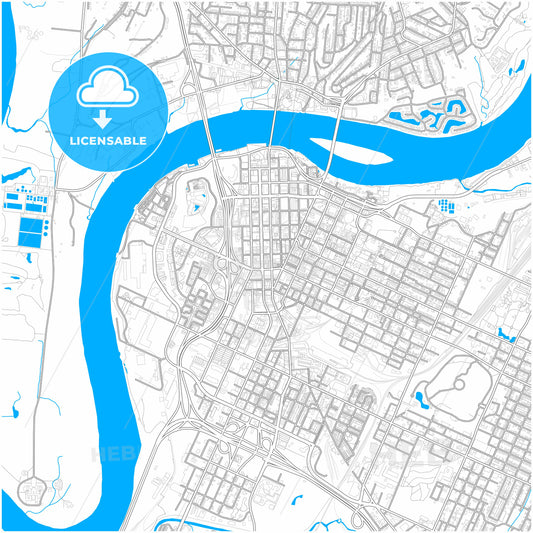 Chattanooga, Tennessee, United States, city map with high quality roads.