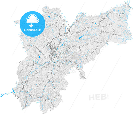 Chaves, Vila Real, Portugal, high quality vector map