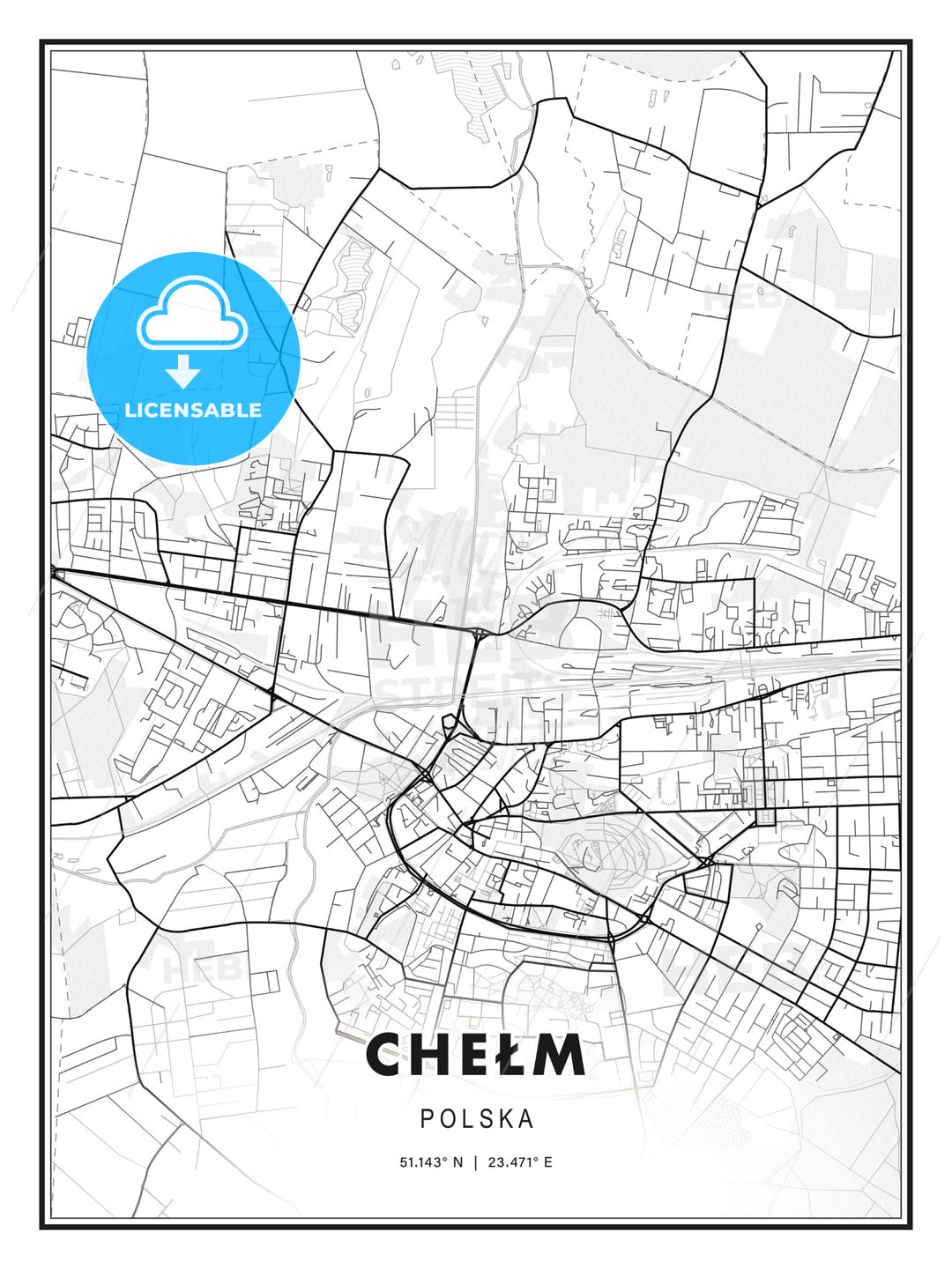 Chełm, Poland, Modern Print Template in Various Formats - HEBSTREITS Sketches