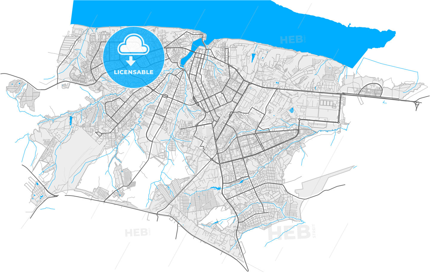 Cheboksary, Chuvash Republic, Russia, high quality vector map