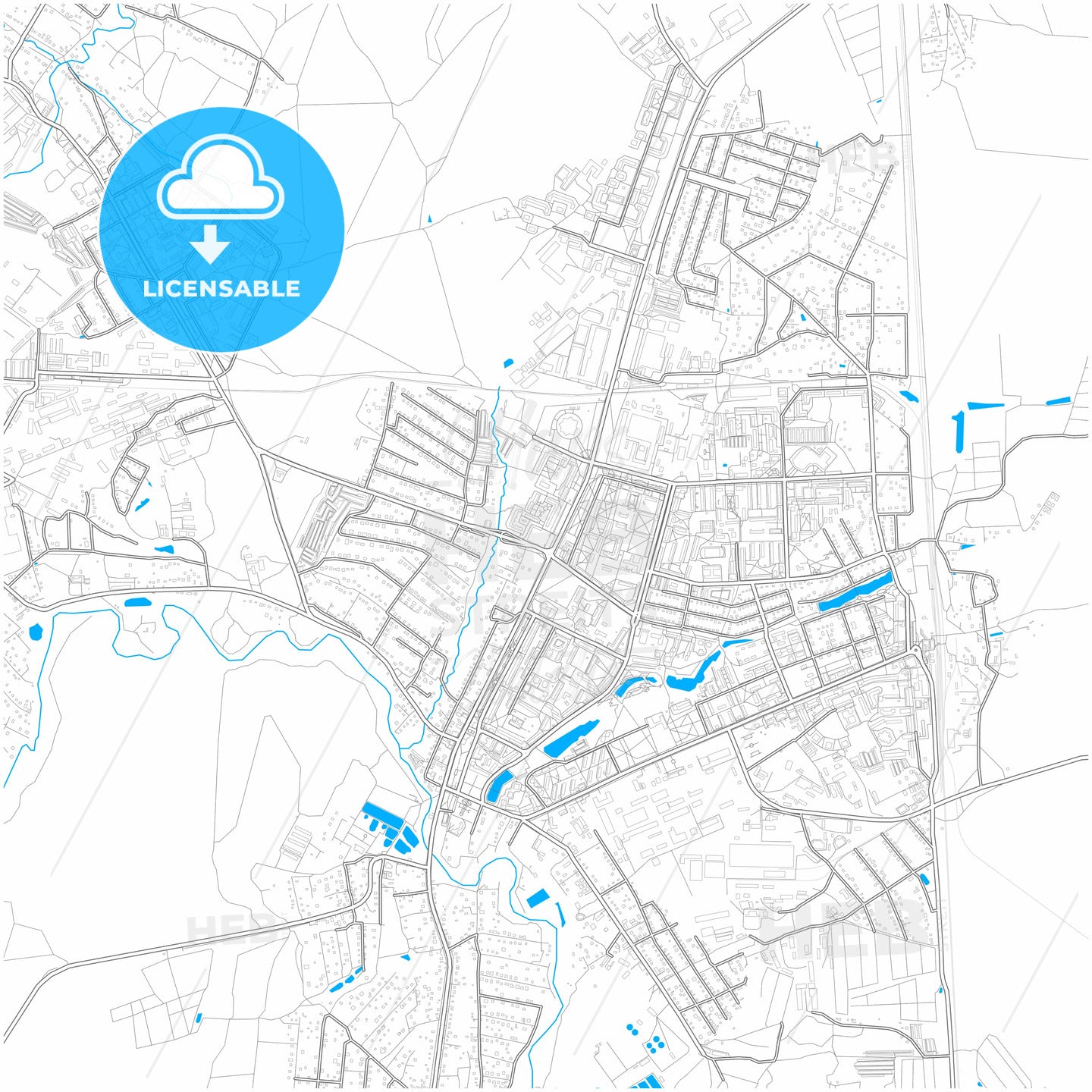 Chekhov, Moscow Oblast, Russia, city map with high quality roads.