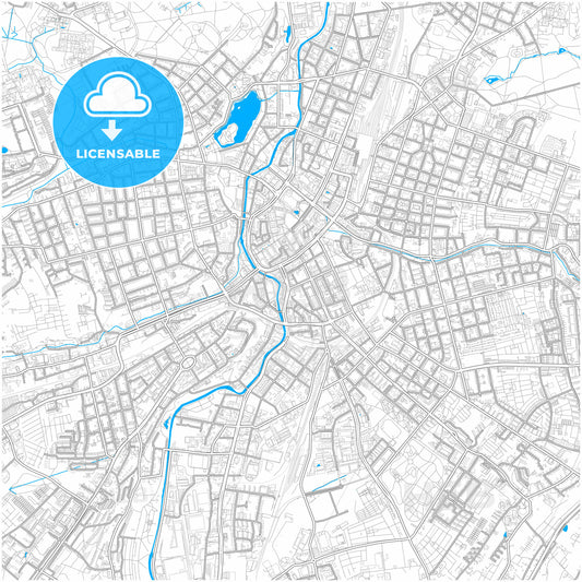 Chemnitz, Saxony, Germany, city map with high quality roads.