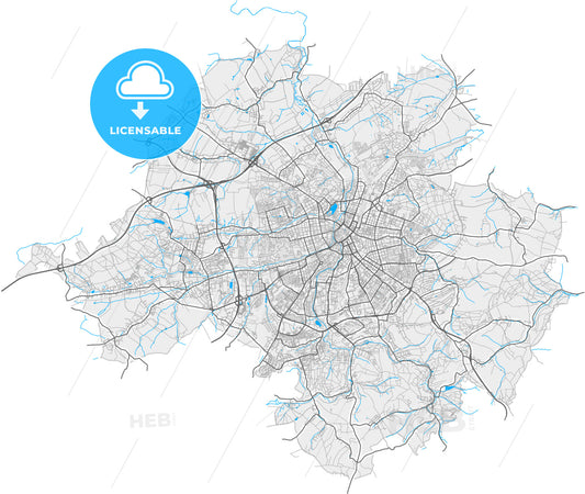 Chemnitz, Saxony, Germany, high quality vector map