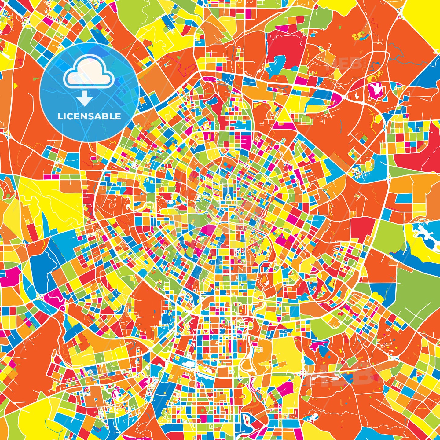 Chengdu, China, colorful vector map