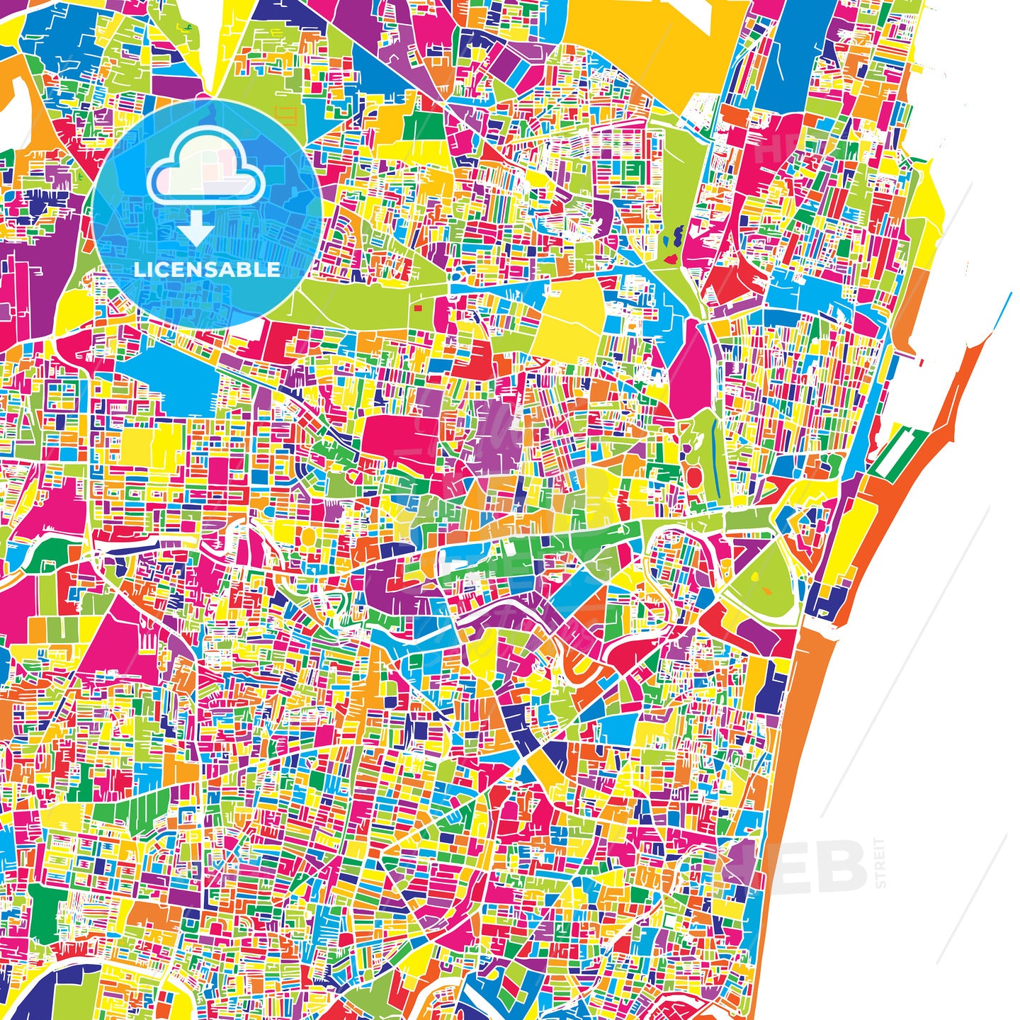 Chennai, India, colorful vector map