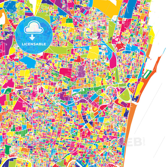 Chennai, India, colorful vector map