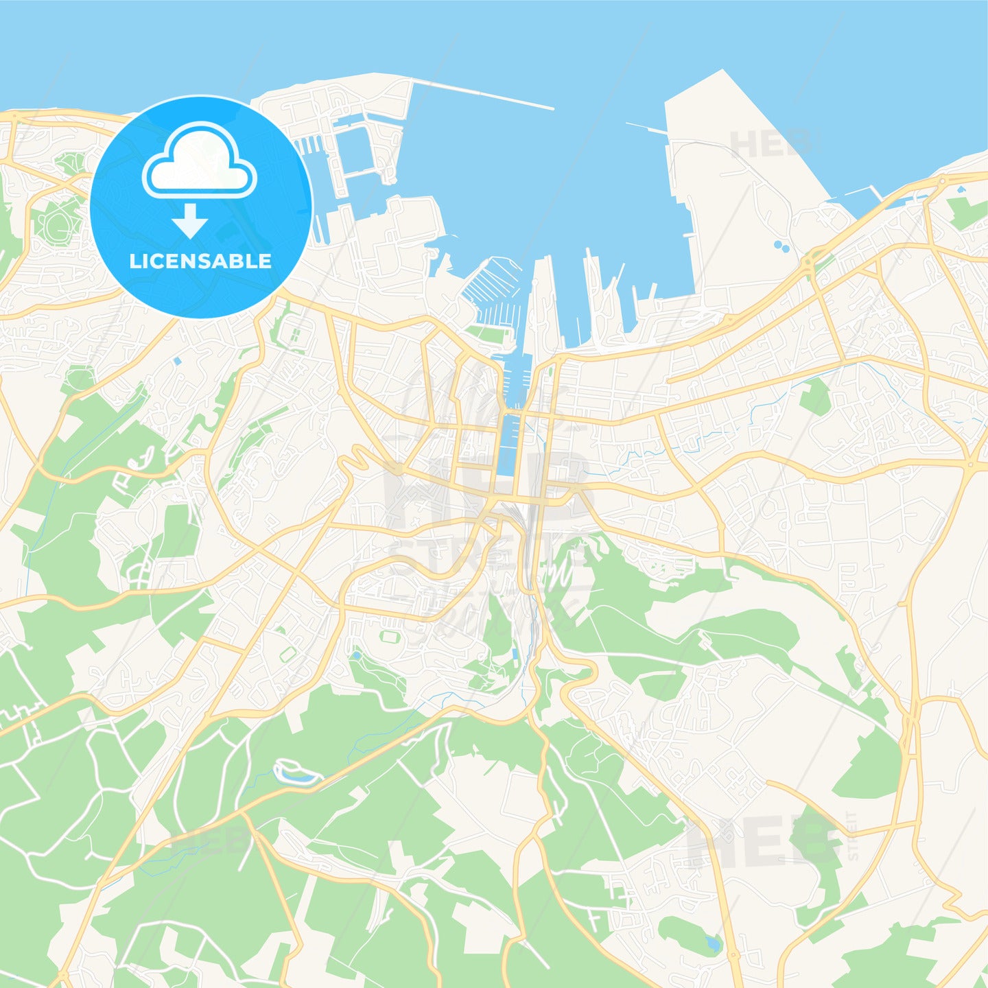 Cherbourg-Octeville, France Vector Map - Classic Colors