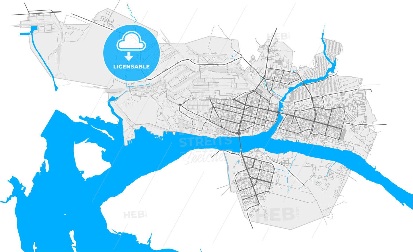 Cherepovets, Vologda Oblast, Russia, high quality vector map