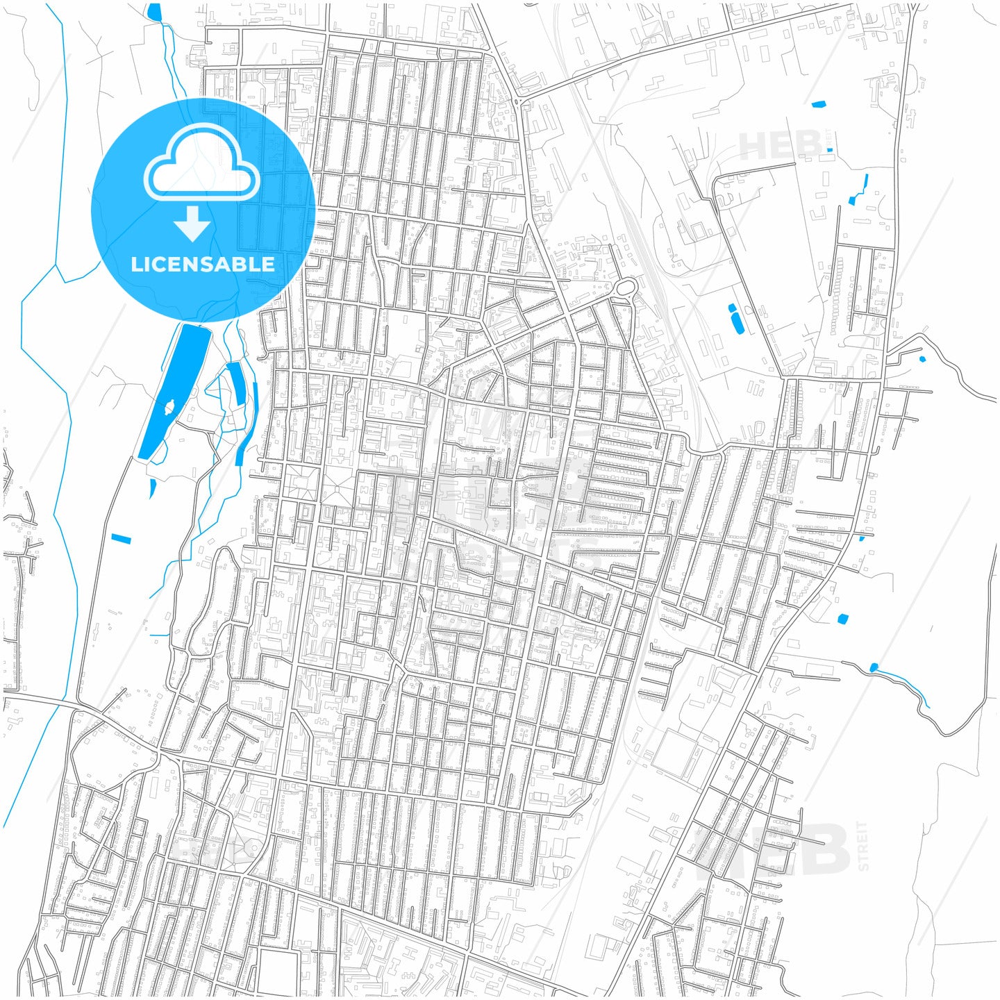 Cherkessk, Karachay-Cherkess Republic, Russia, city map with high quality roads.