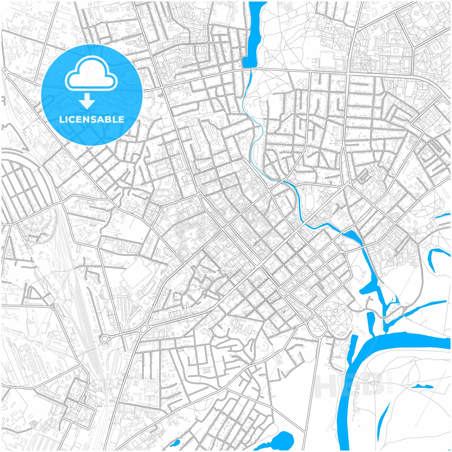 Chernihiv, Chernihiv Oblast, Ukraine, city map with high quality roads.