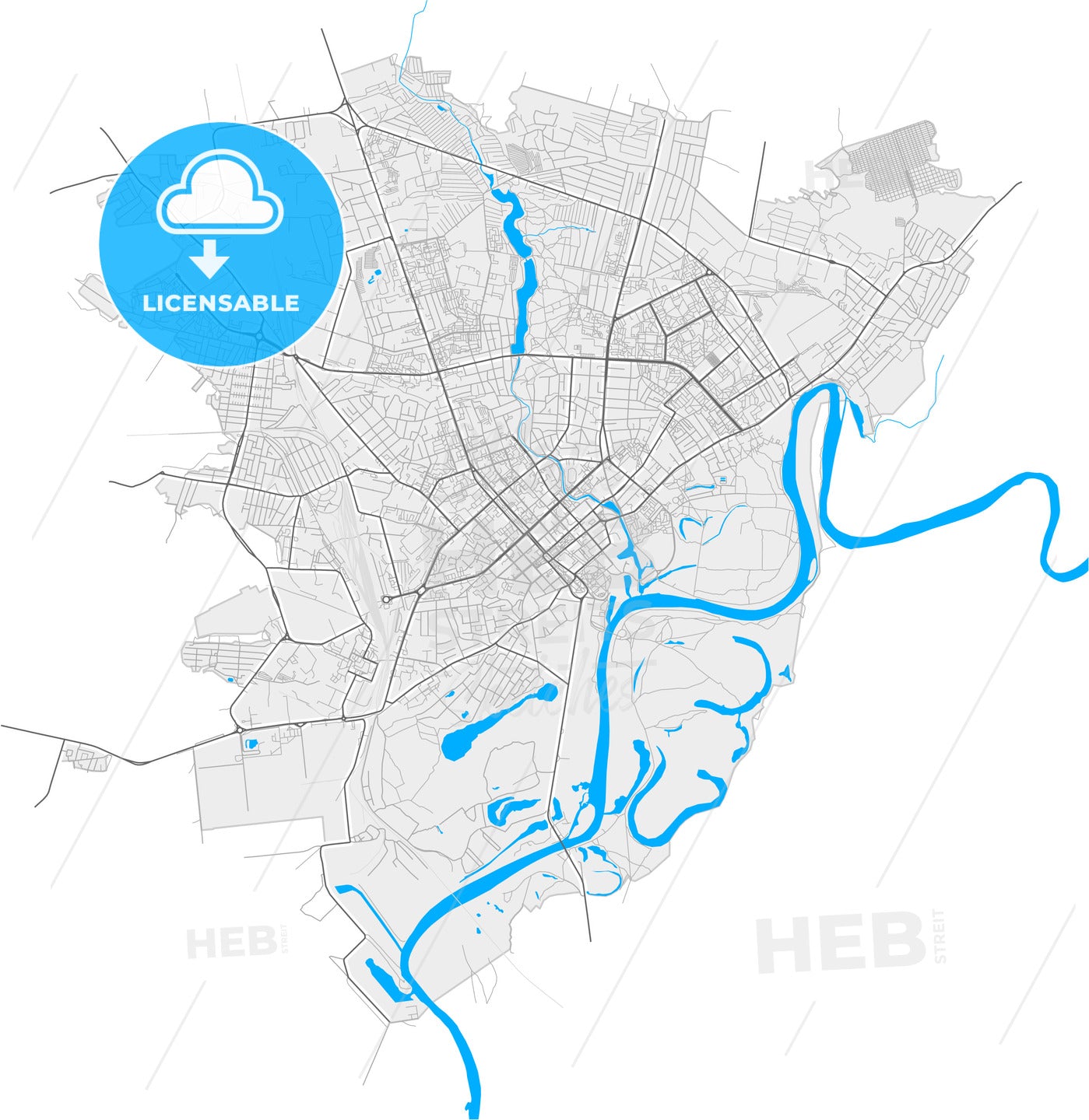 Chernihiv, Chernihiv Oblast, Ukraine, high quality vector map