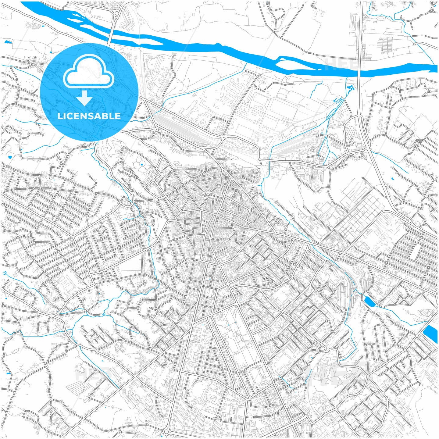 Chernivtsi, Chernivtsi Oblast, Ukraine, city map with high quality roads.