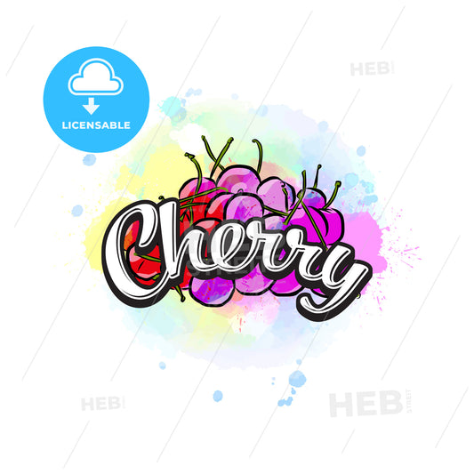 Cherry colorful label sign – instant download