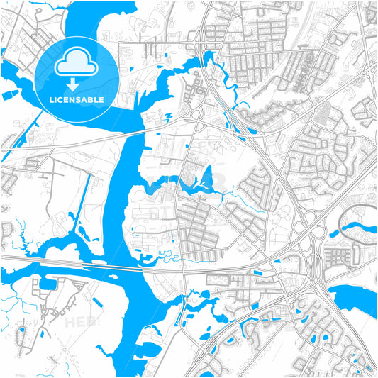 Chesapeake, Virginia, United States, city map with high quality roads.