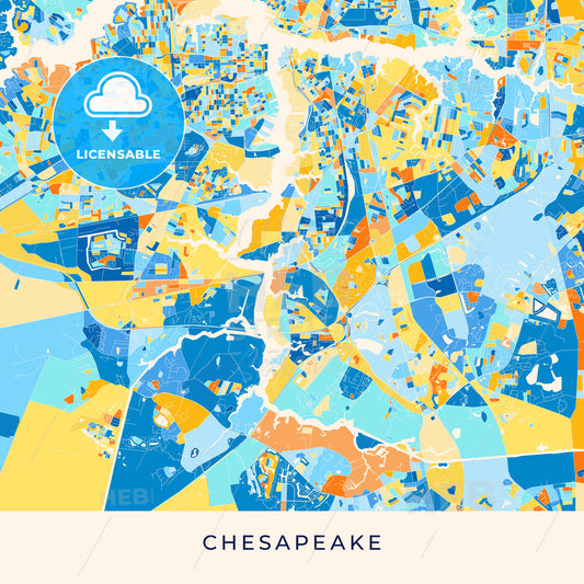 Chesapeake colorful map poster template