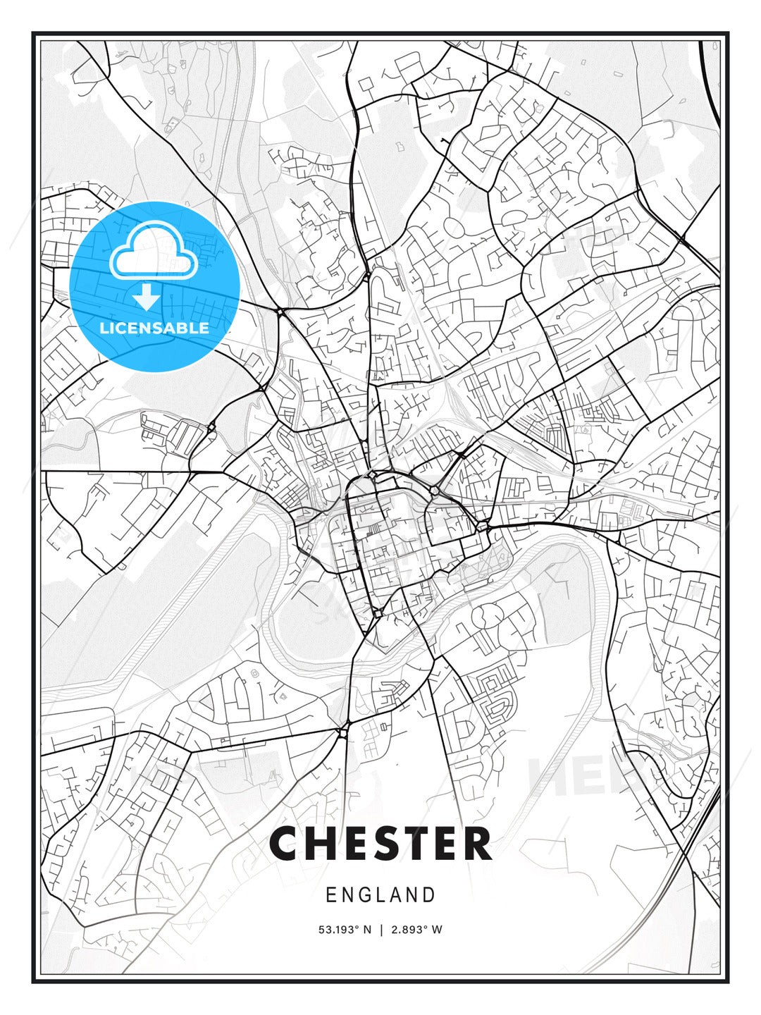 Chester, England, Modern Print Template in Various Formats - HEBSTREITS Sketches