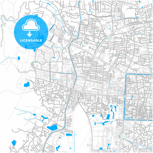 Chiang Mai, Chiang Mai, Thailand, city map with high quality roads.