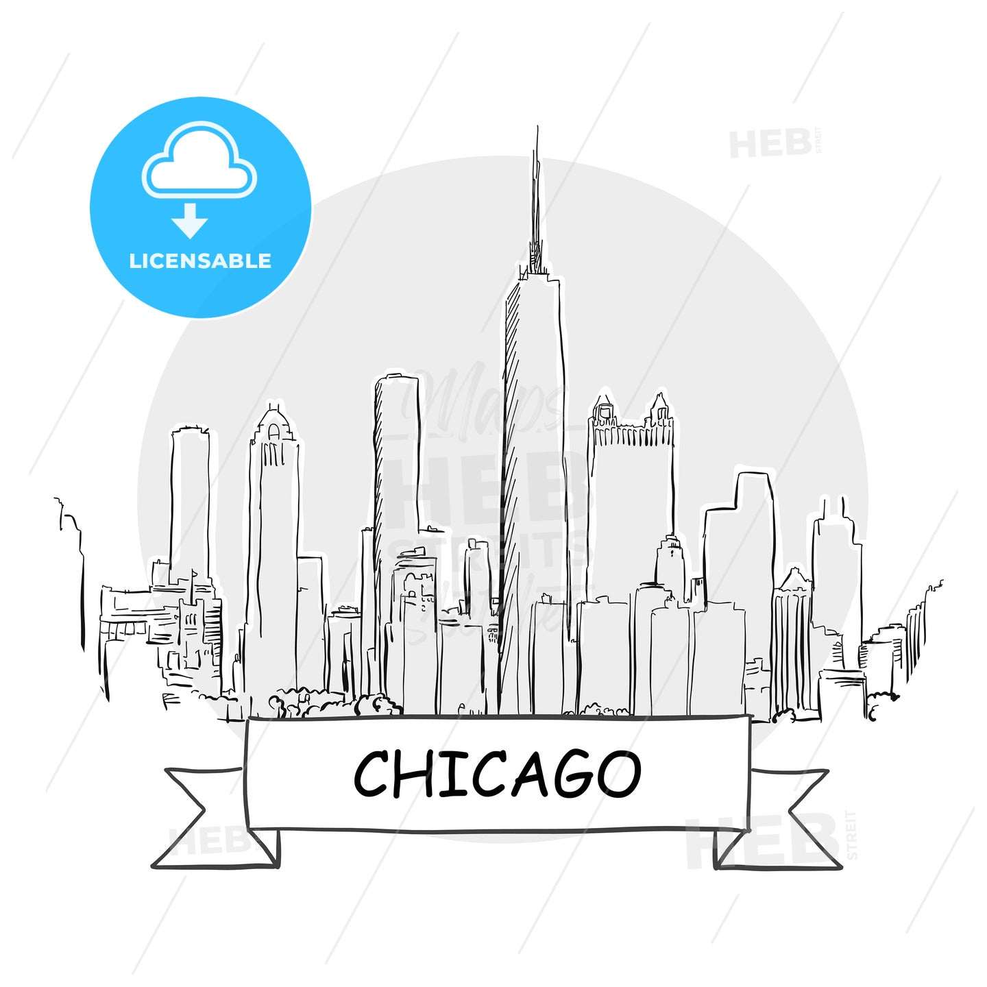 Chicago Cityscape Vector Sign – instant download