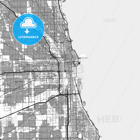 Chicago, Illinois - Area Map - Light