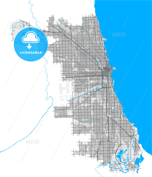 Chicago, Illinois, United States, high quality vector map