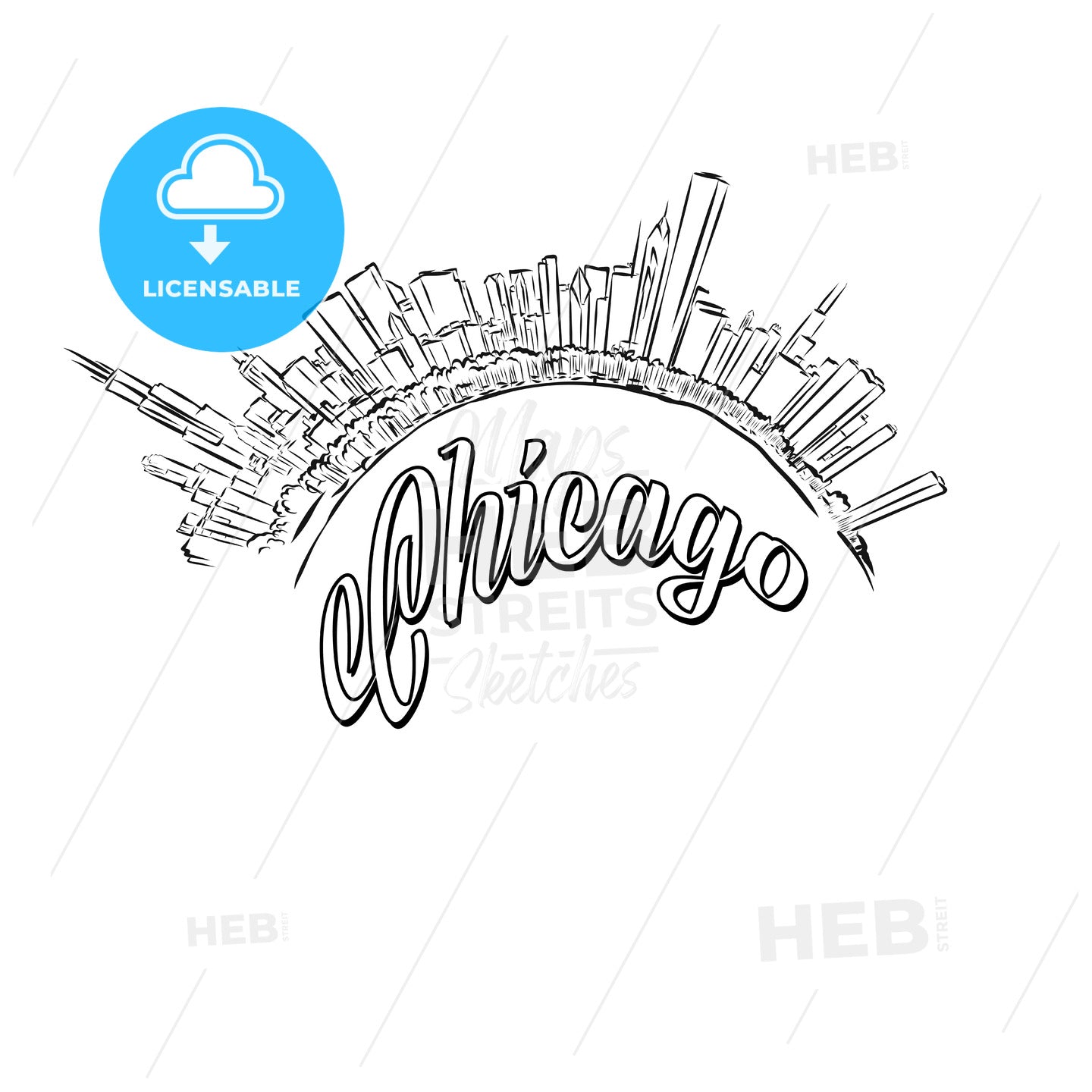 Chicago Skyline Logo Sketch – instant download