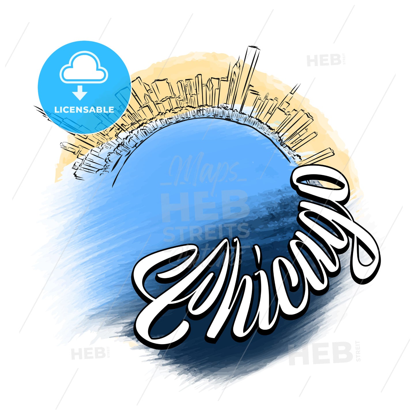 Chicago Travel Logo Sketch – instant download
