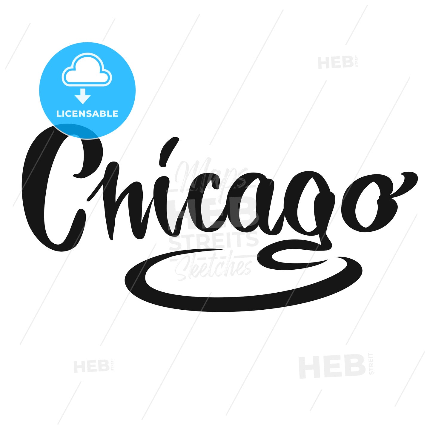 Chicago Custom Calligraphy Text Stock Illustration - Download