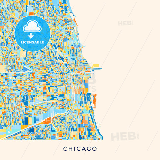 Chicago colorful map poster template