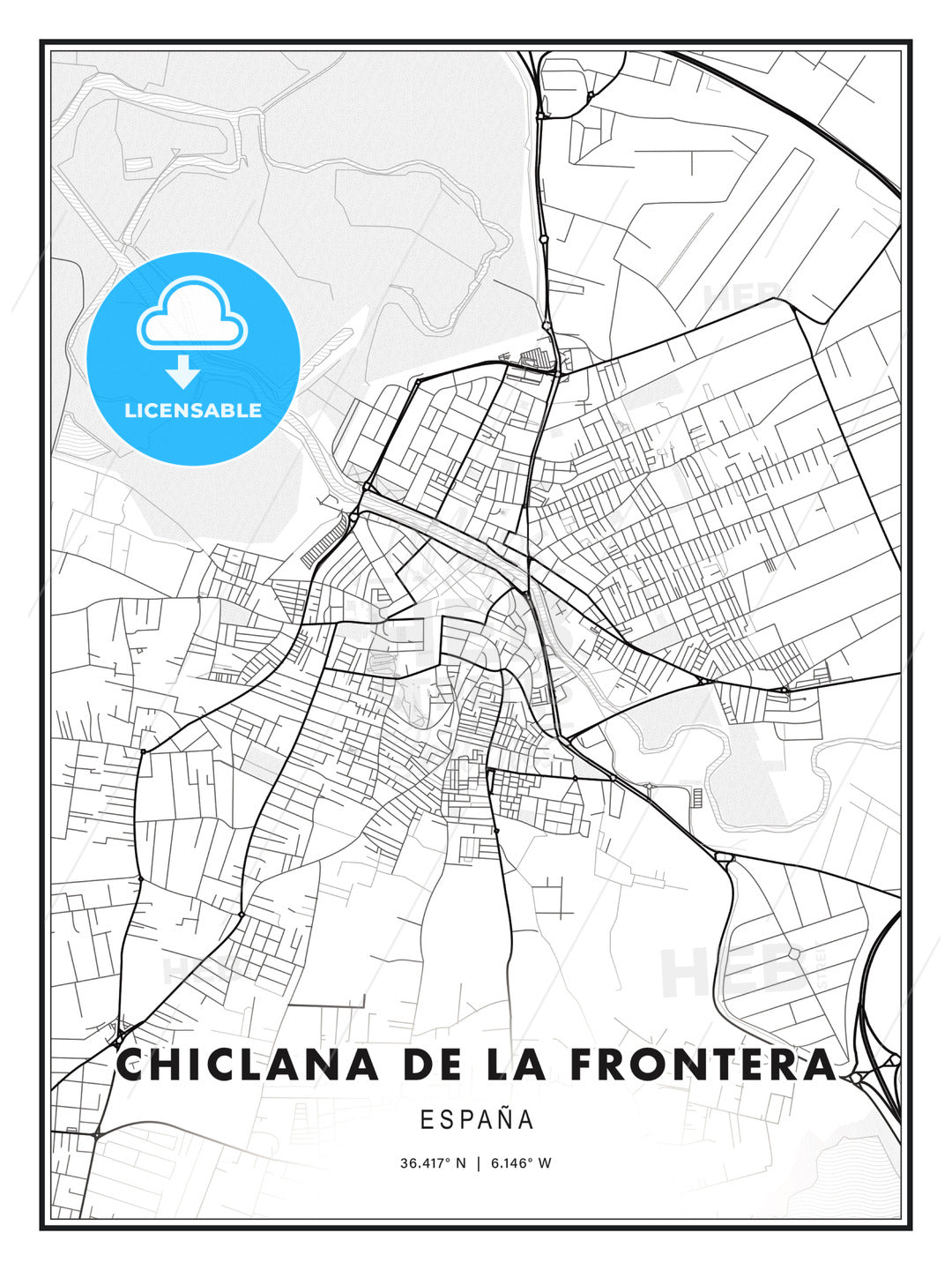 Chiclana de la Frontera, Spain, Modern Print Template in Various Formats - HEBSTREITS Sketches