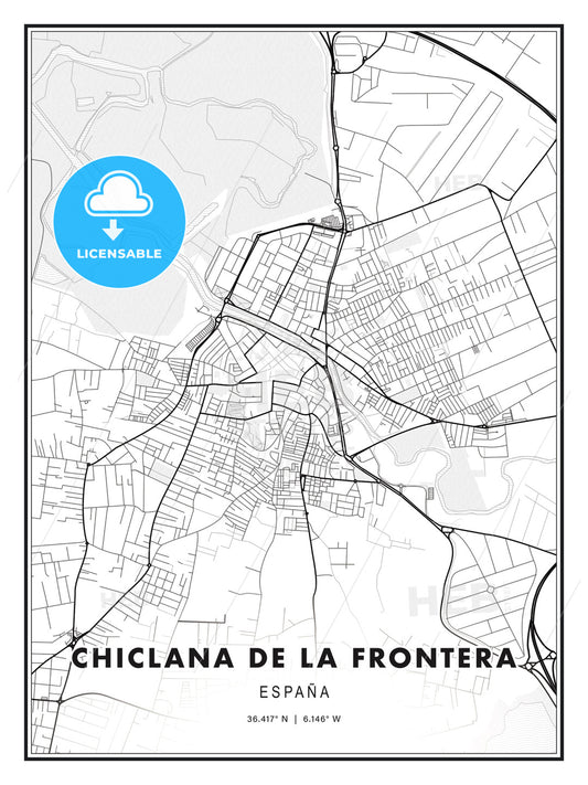 Chiclana de la Frontera, Spain, Modern Print Template in Various Formats - HEBSTREITS Sketches