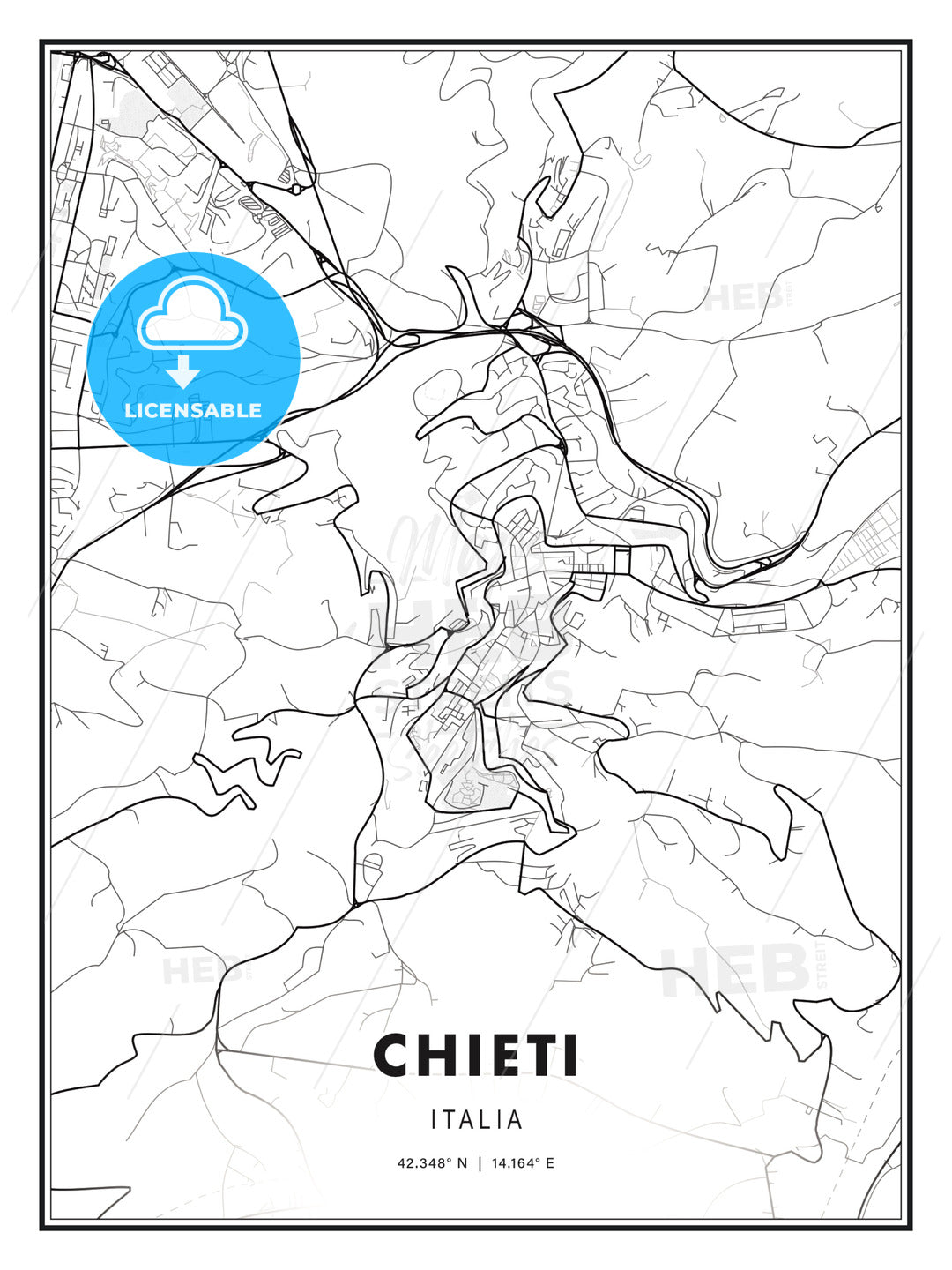 Chieti, Italy, Modern Print Template in Various Formats - HEBSTREITS Sketches