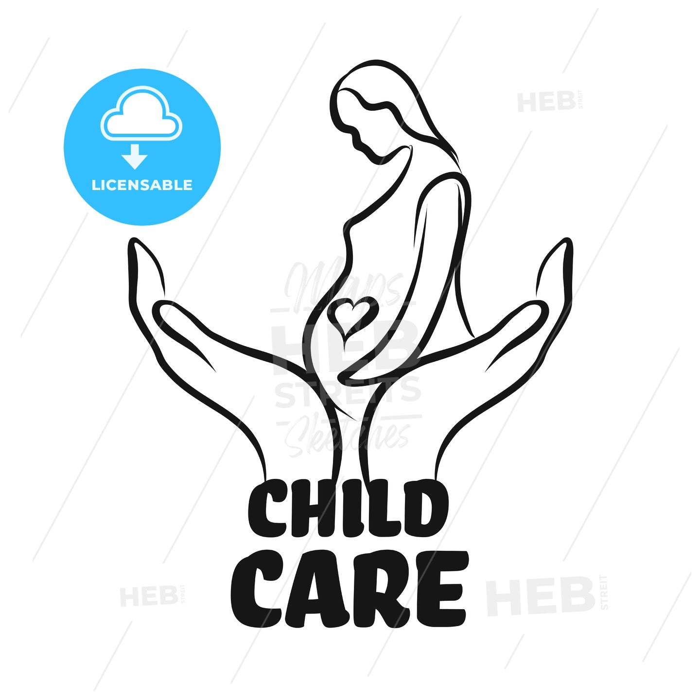 Child care icon with hands – instant download