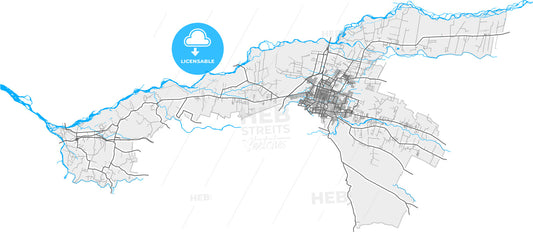 Chillan, Chile, high quality vector map