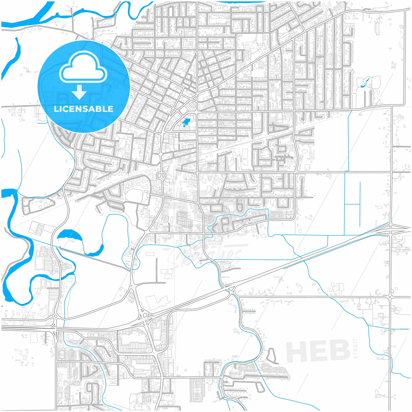 Chilliwack, British Columbia, Canada, city map with high quality roads.