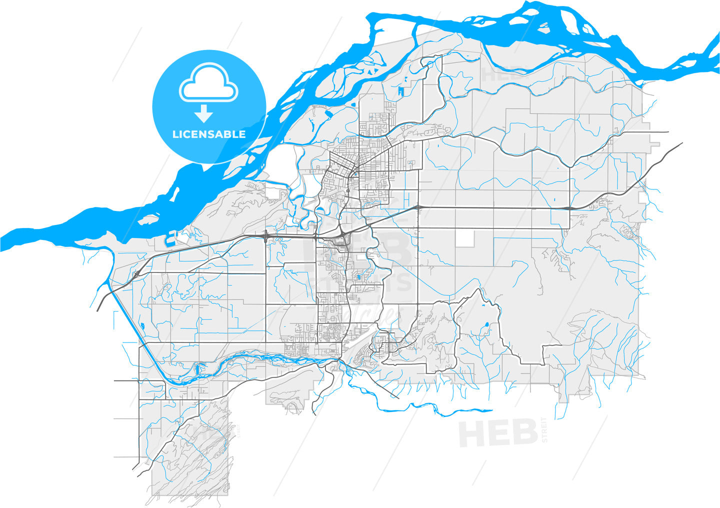 Chilliwack, British Columbia, Canada, high quality vector map
