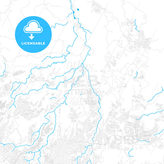 Chinautla, Guatemala PDF vector map with water in focus
