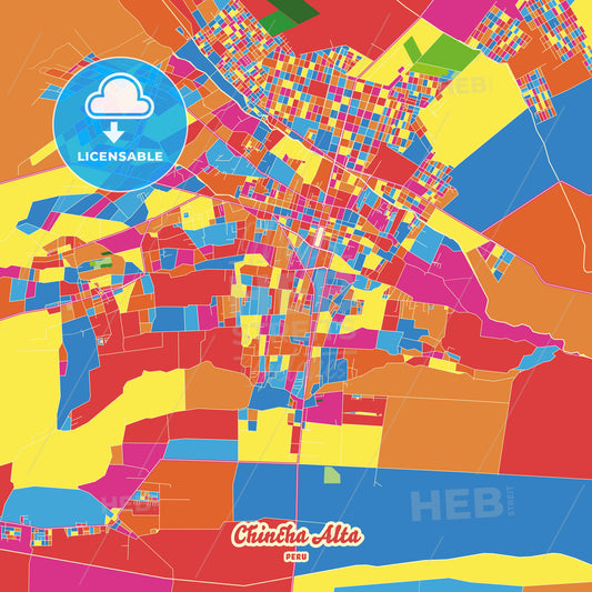 Chincha Alta, Peru Crazy Colorful Street Map Poster Template - HEBSTREITS Sketches