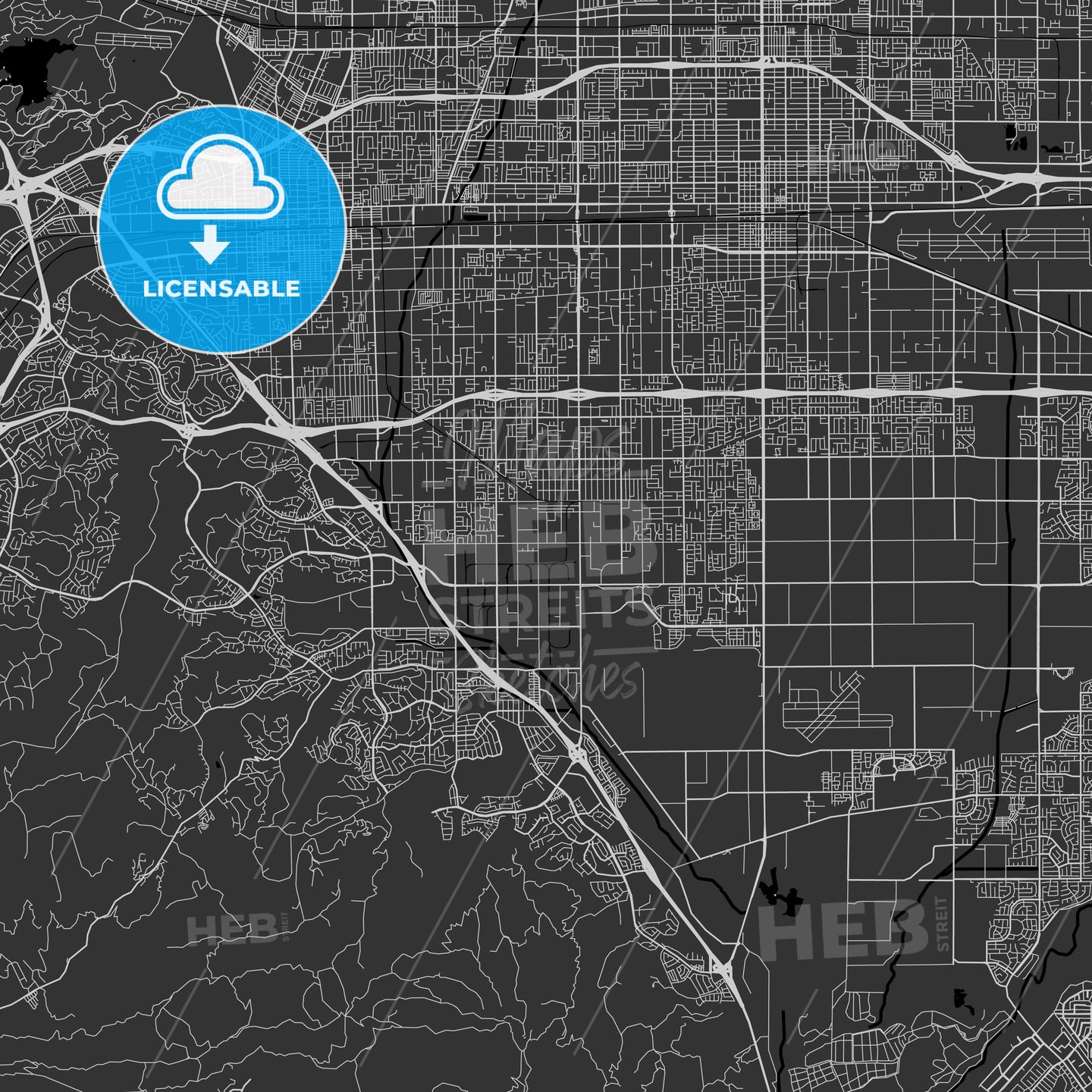 Chino, California - Area Map - Dark