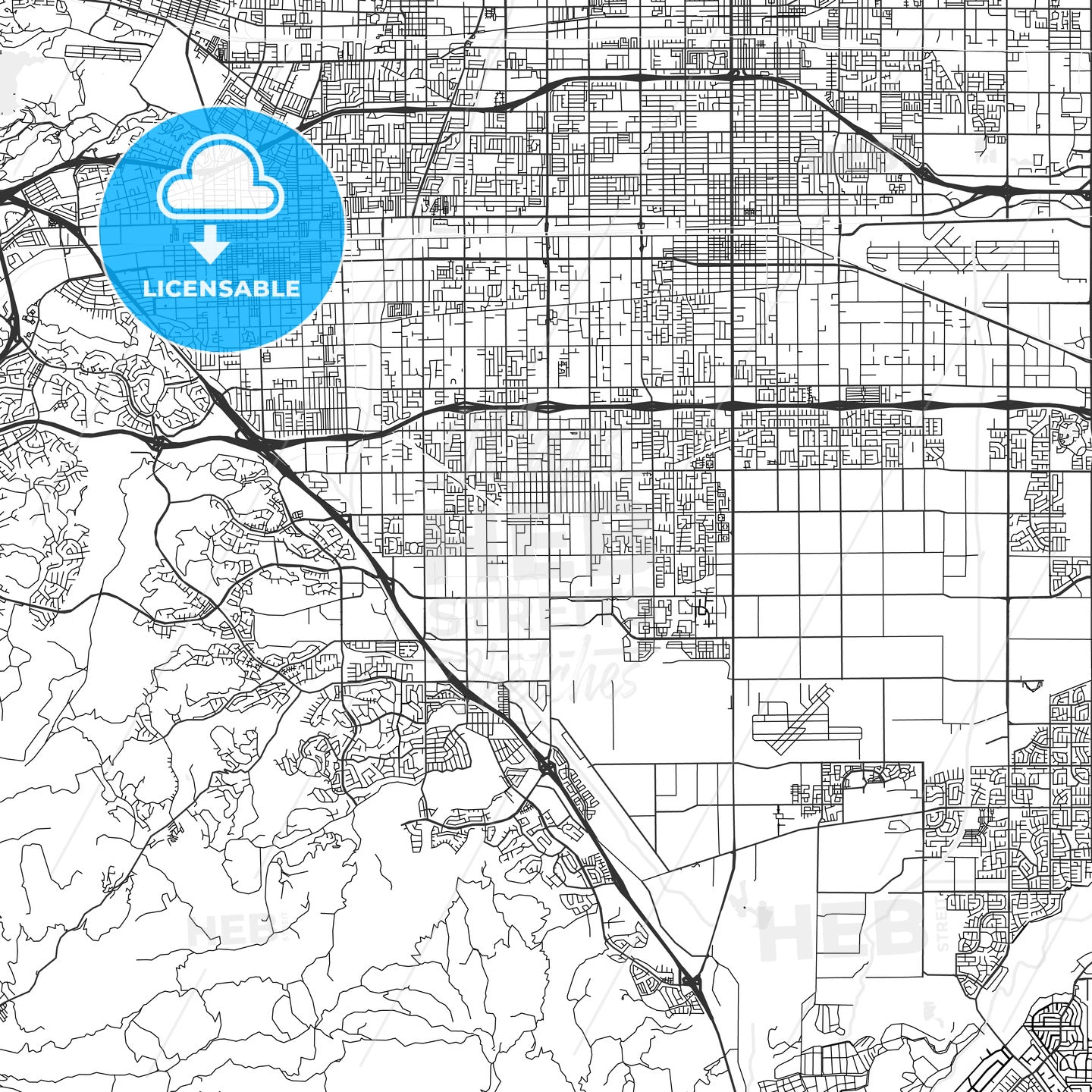 Chino, California - Area Map - Light