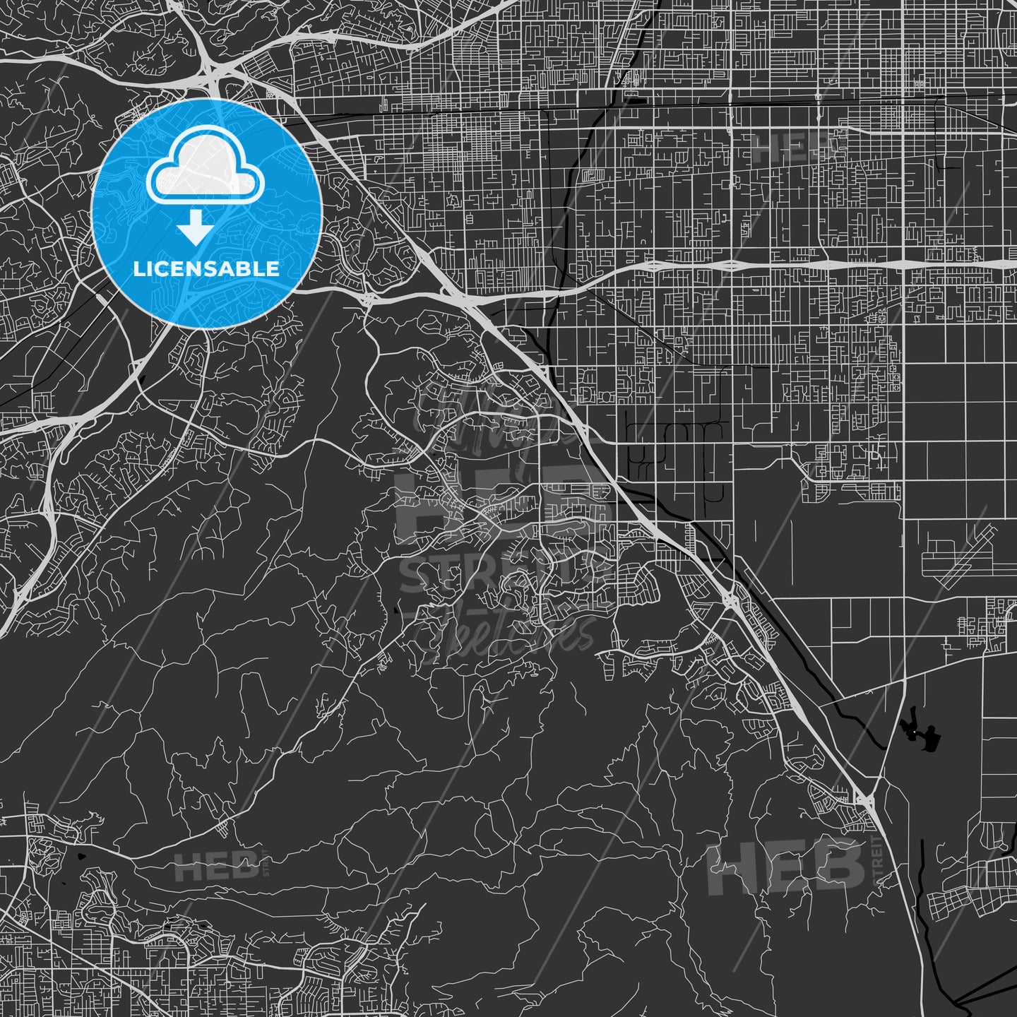 Chino Hills, California - Area Map - Dark