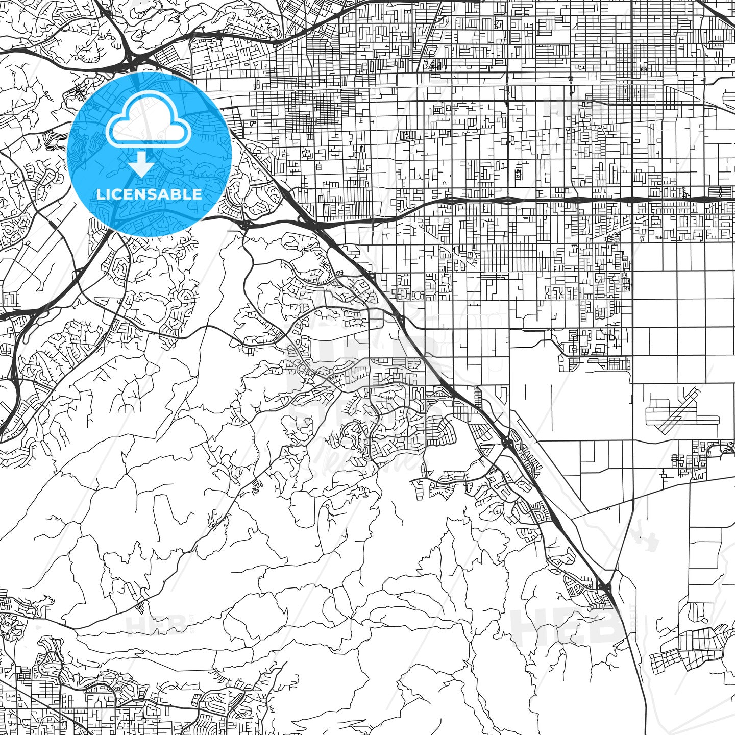 Chino Hills, California - Area Map - Light