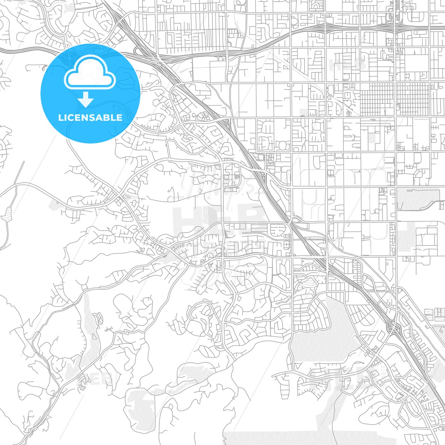 Chino Hills, California, USA, bright outlined vector map