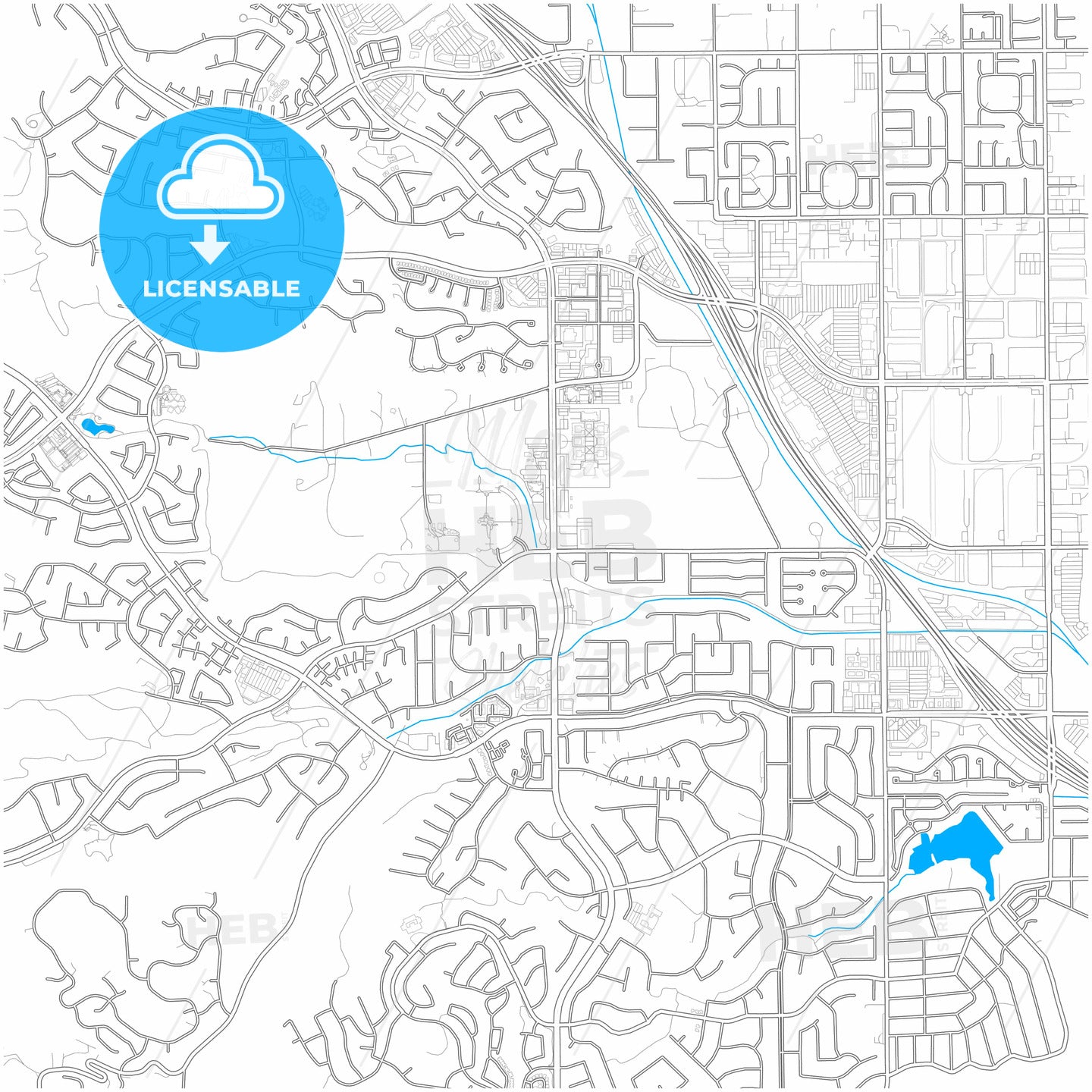 Chino Hills, California, United States, city map with high quality roads.