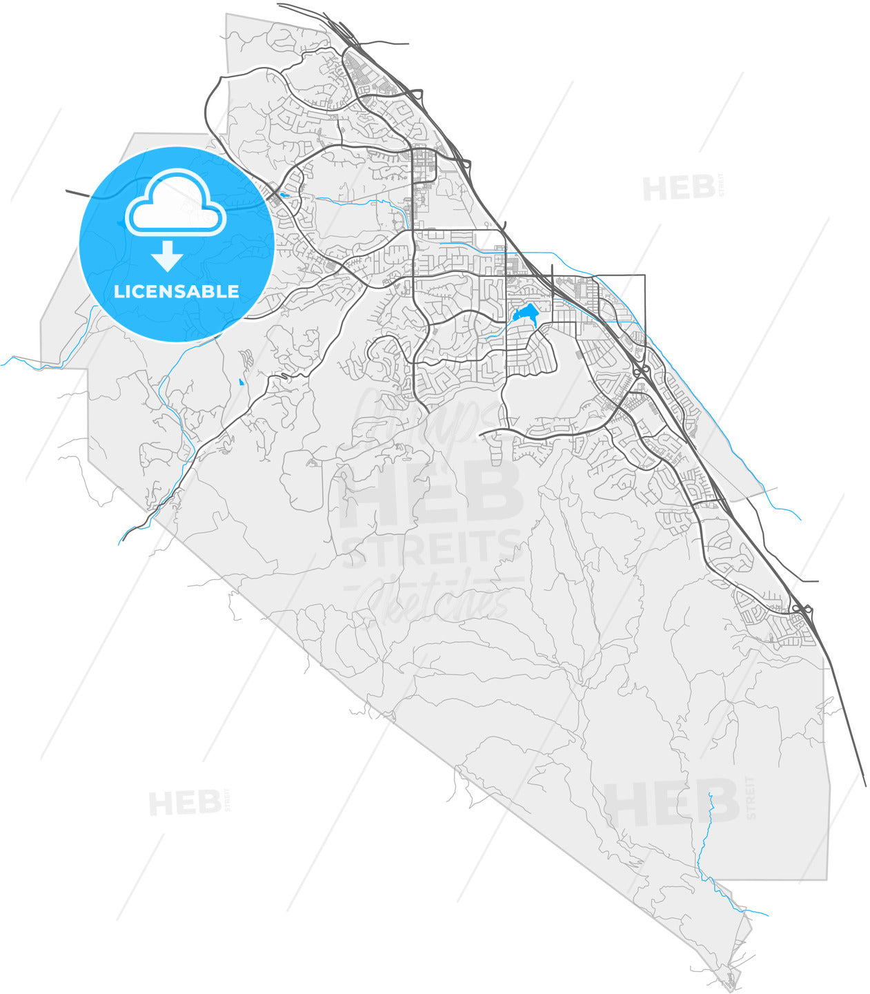 Chino Hills, California, United States, high quality vector map