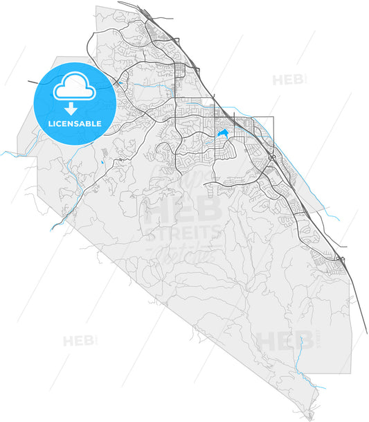 Chino Hills, California, United States, high quality vector map