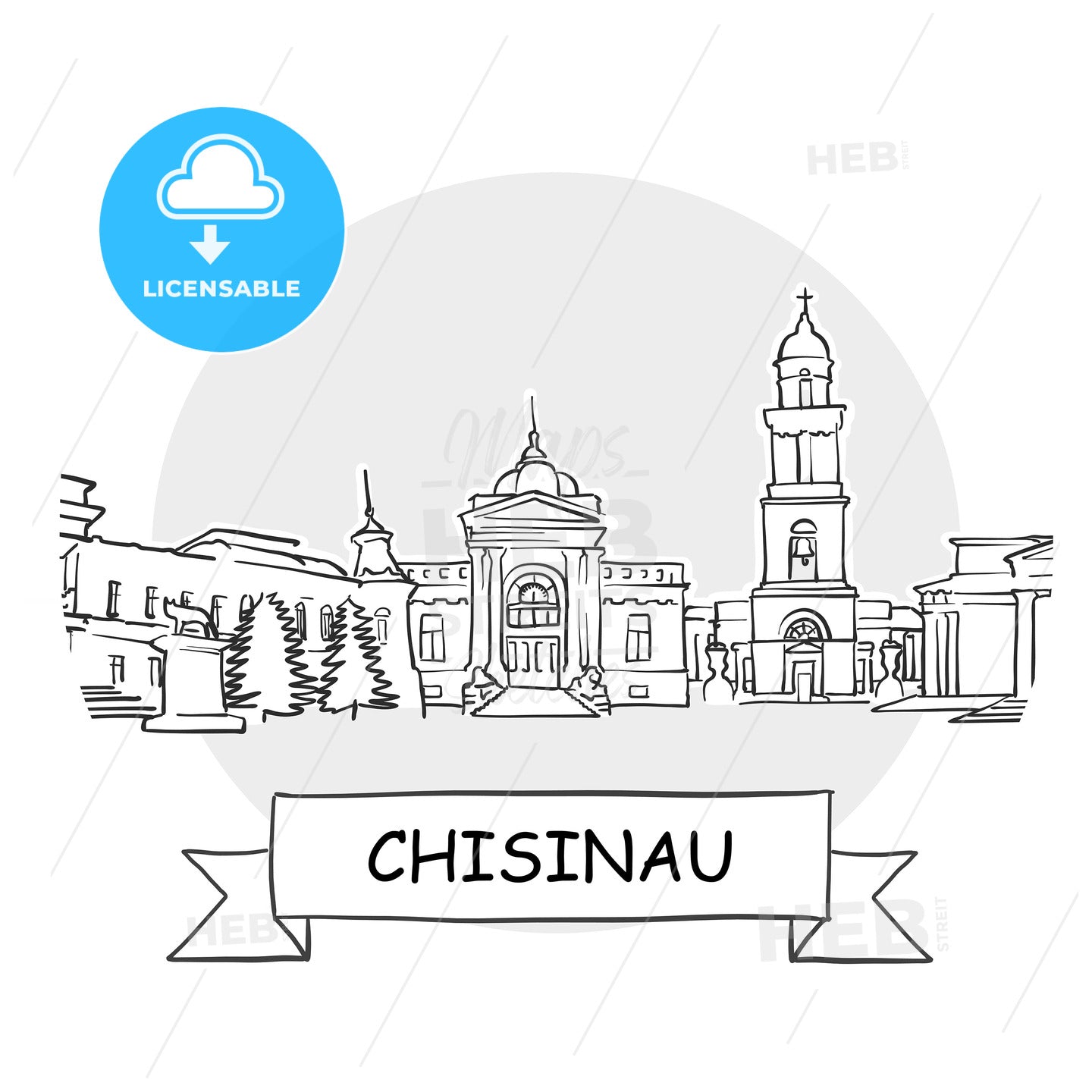 Chisinau Cityscape Vector Sign – instant download