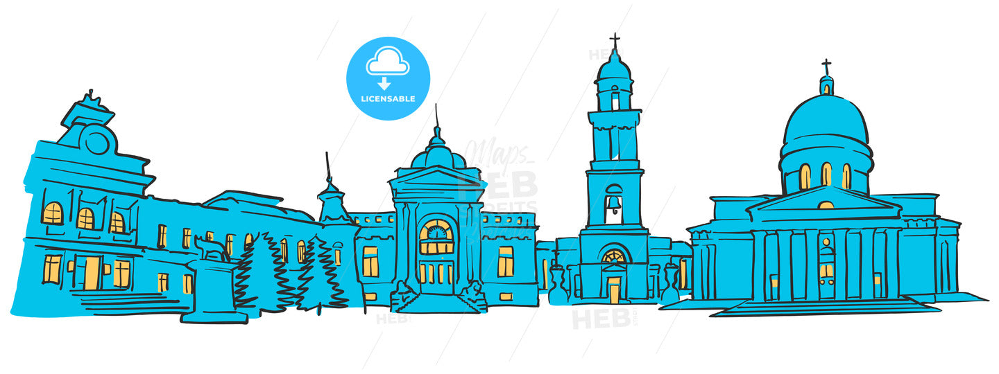 Chisinau, Moldova, Colored Panorama – instant download